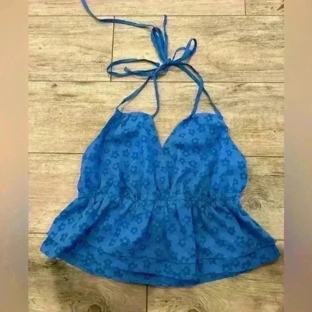 Liberty Love blue halter top size small